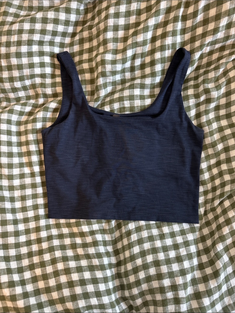 Beyond Yoga Black Ribbed Scoop Neck Crop Tank